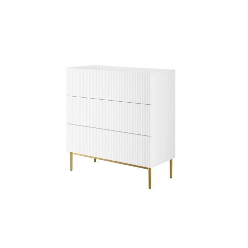 Komoda z szufladami Nicole 100 cm - biały mat / złote nóżki